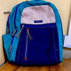 Vera Bradley Teal/Blue & Ivory With Bird Lining Grand Backpack